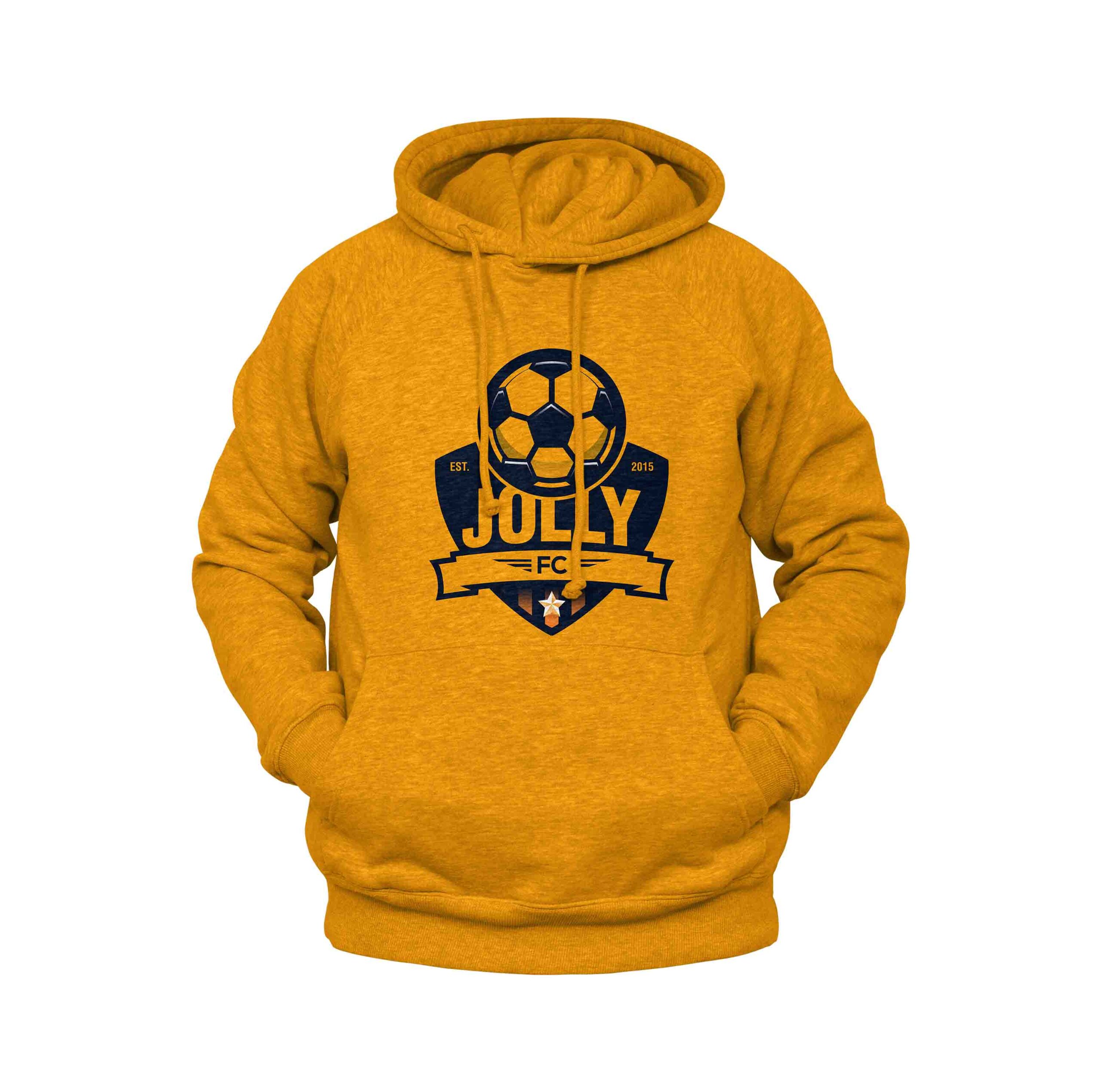 Jolly F.C. Merch yellow hoodie front